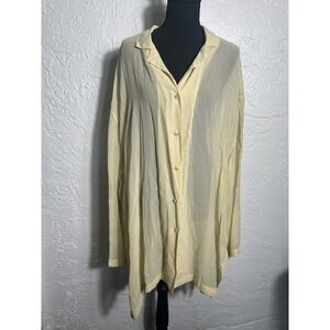 Go Silk 100% Silk Sheer Oversized Tunic Blouse Womens 4 Butter Yellow